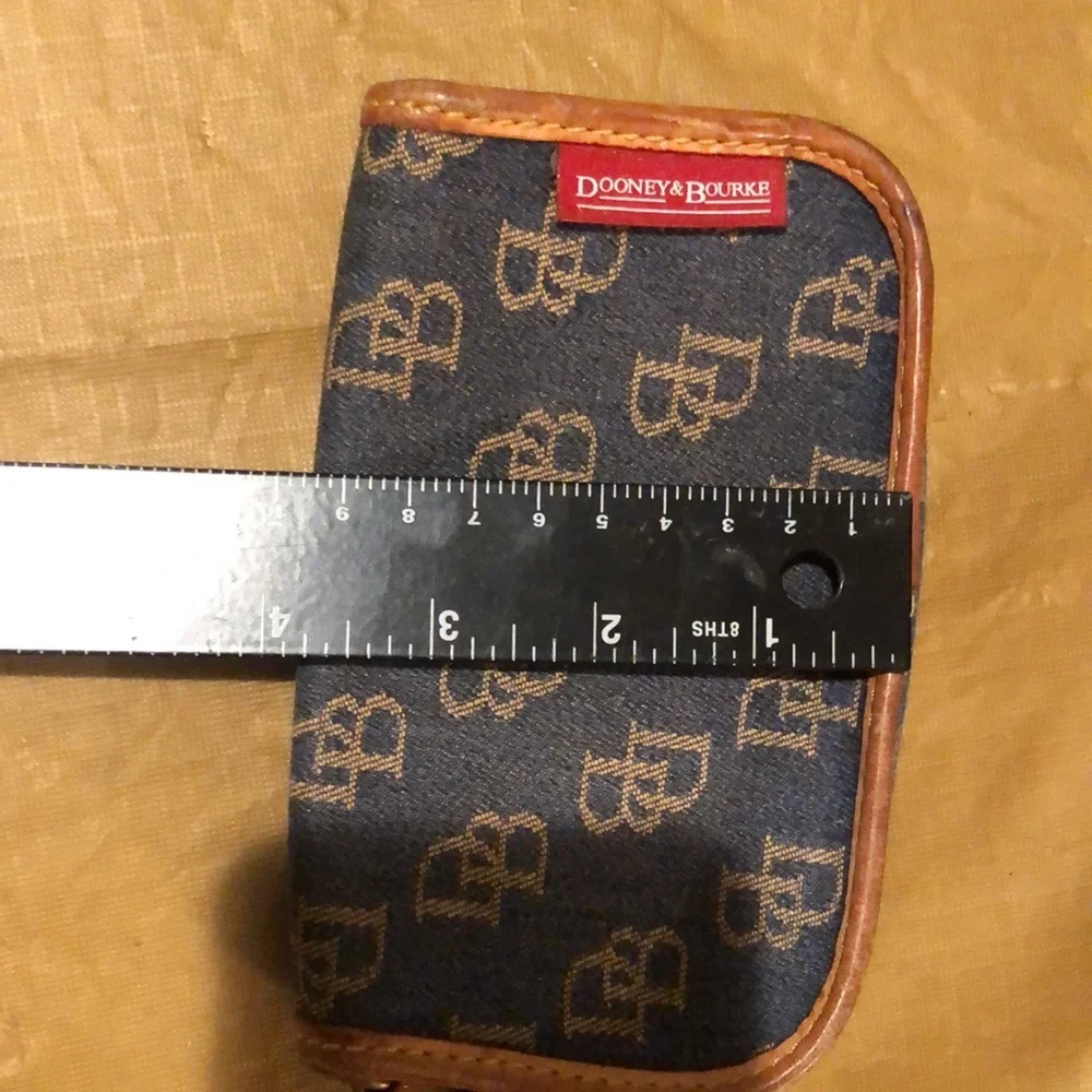 Dooney & Burke vintage dark denim monogram genuine leather wallet , wristlett